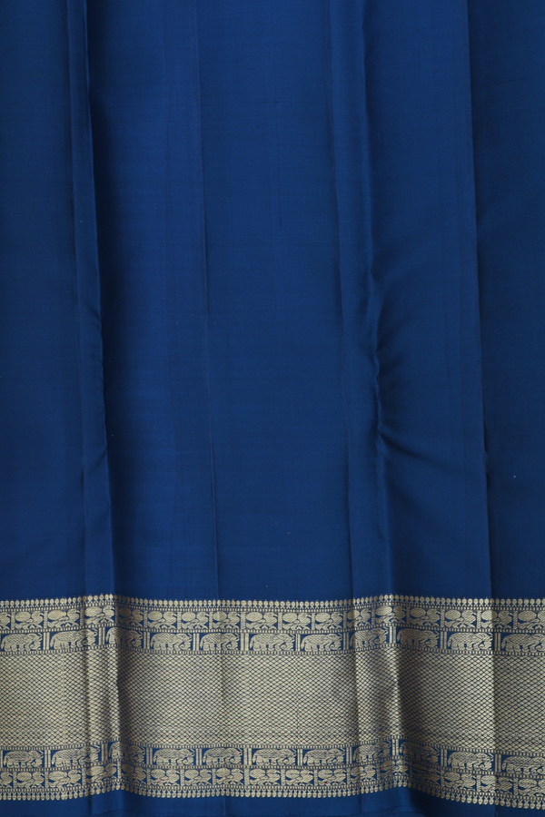 Kanchipuram Silk Saree In Prussian Blue With Zari Border