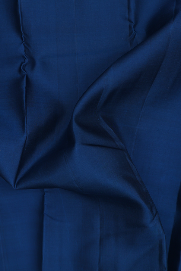 Kanchipuram Silk Saree In Prussian Blue With Zari Border