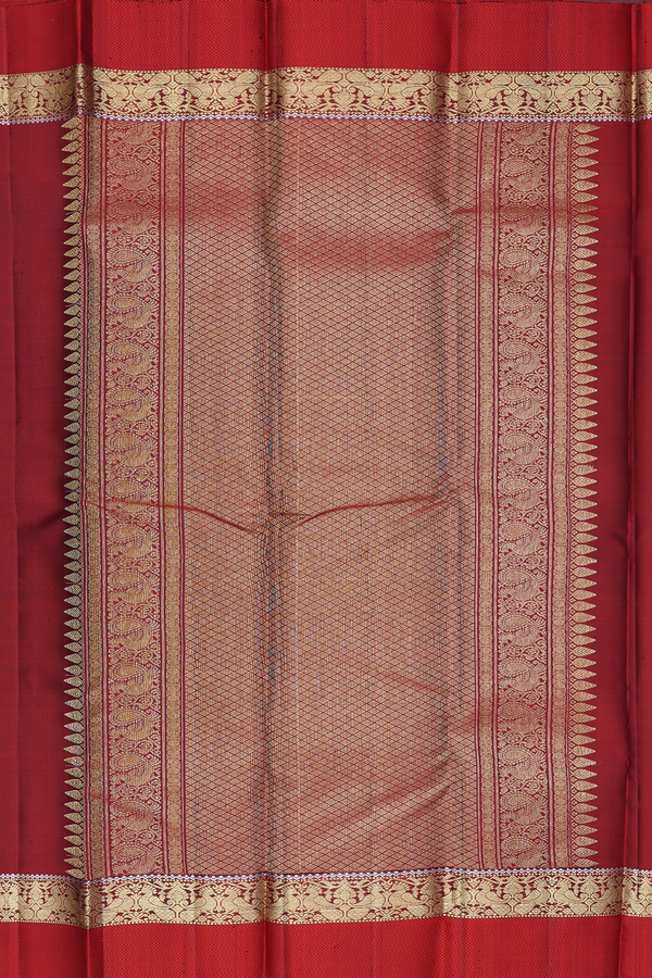 Kanchipuram Silk Saree In Black With Peacock Border