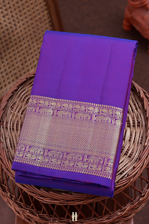 Kanchipuram Silk Saree In Purple With Zari Border