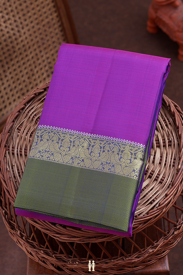 Kanchipuram Silk Saree In Purple With Contrast Border