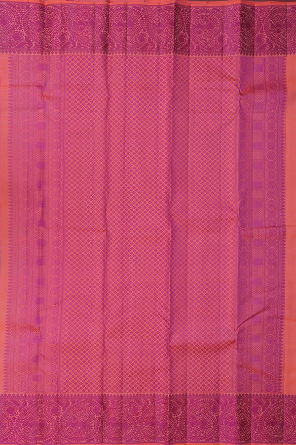 Kanchipuram Silk Saree In Dusty Lavender With Contrast Border