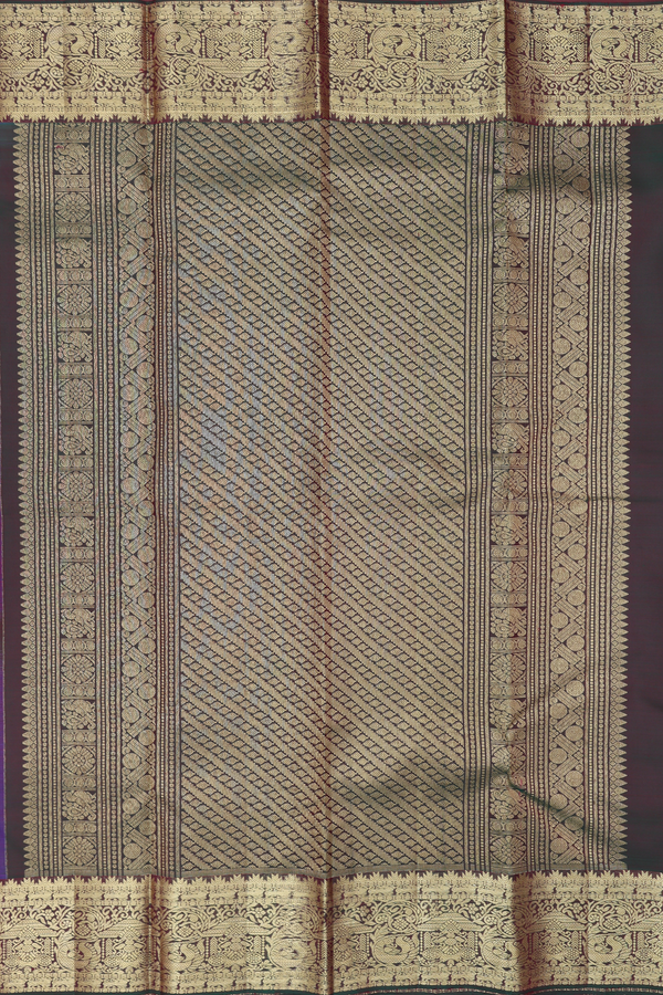 Kanchipuram Silk Saree In Purple With Contrast Border