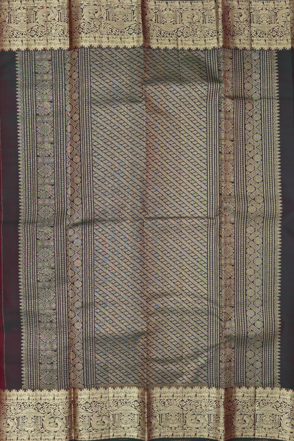 Kanchipuram Silk Saree In Maroon With Zari Border