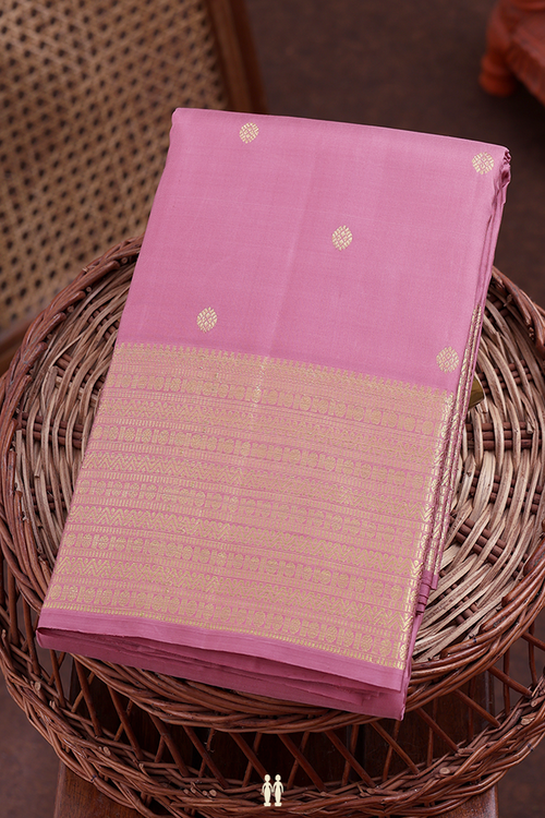 Kanchipuram Silk Saree In Dusty Pink With Zari Buttas