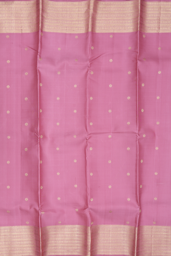 Kanchipuram Silk Saree In Dusty Pink With Zari Buttas