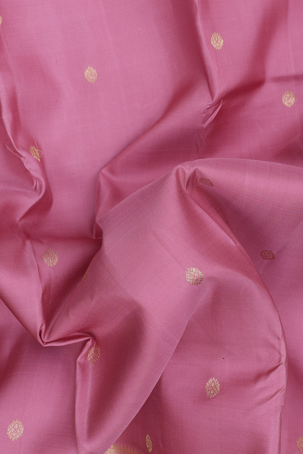 Kanchipuram Silk Saree In Dusty Pink With Zari Buttas