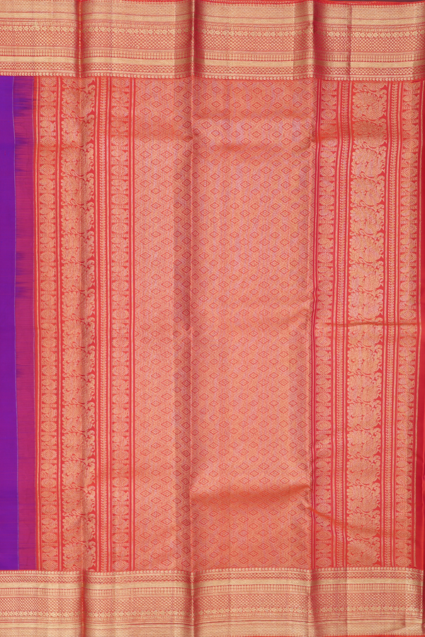 Kanchipuram Silk Saree In Purple With Peacock Buttas