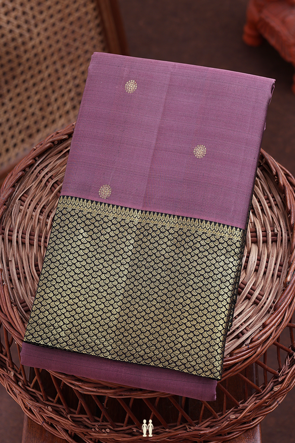 Kanchipuram Silk Saree In Cocoa Brown With Chakram Buttas