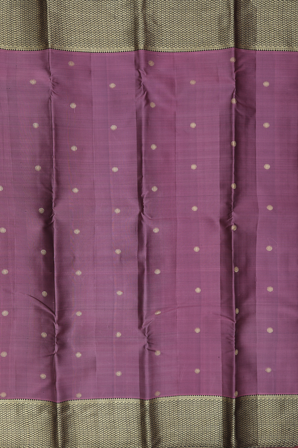 Kanchipuram Silk Saree In Cocoa Brown With Chakram Buttas