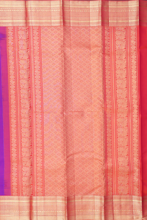 Kanchipuram Silk Saree In Purple With Peacock Buttas