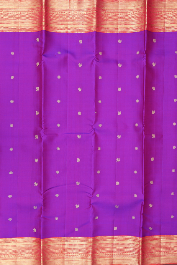 Kanchipuram Silk Saree In Purple With Peacock Buttas