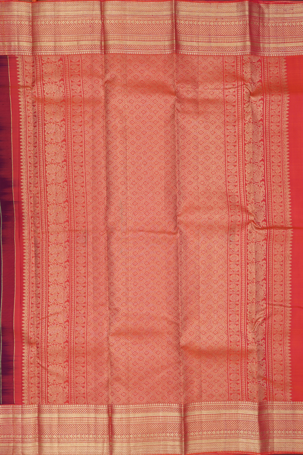 Kanchipuram Silk Saree In Plum Purple With Peacock Buttas