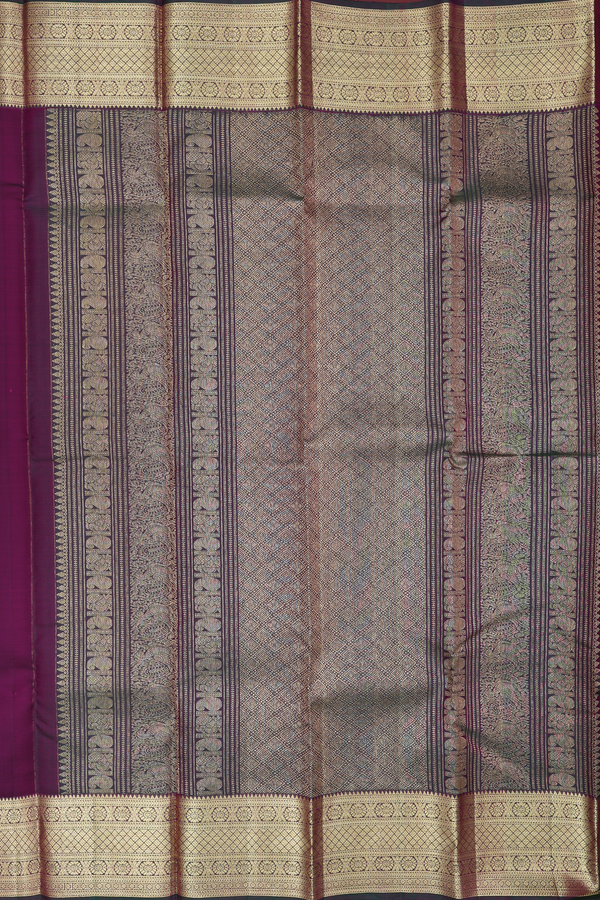 Kanchipuram Silk Saree In Plum Purple With Peacock Buttas