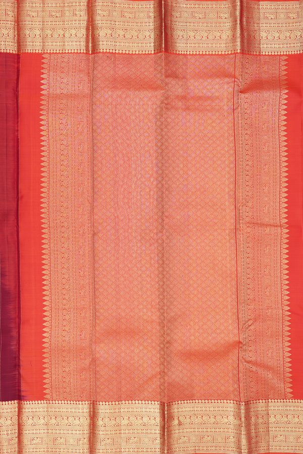 Kanchipuram Silk Saree In Maroon With Zari Buttas