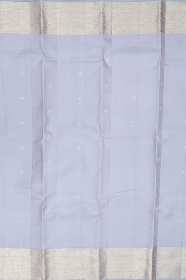 Kanchipuram Silk Saree In Grey With Chakram Buttas