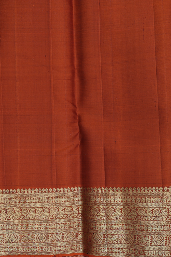 Kanchipuram Silk Saree In Forest Green With Zari Buttas