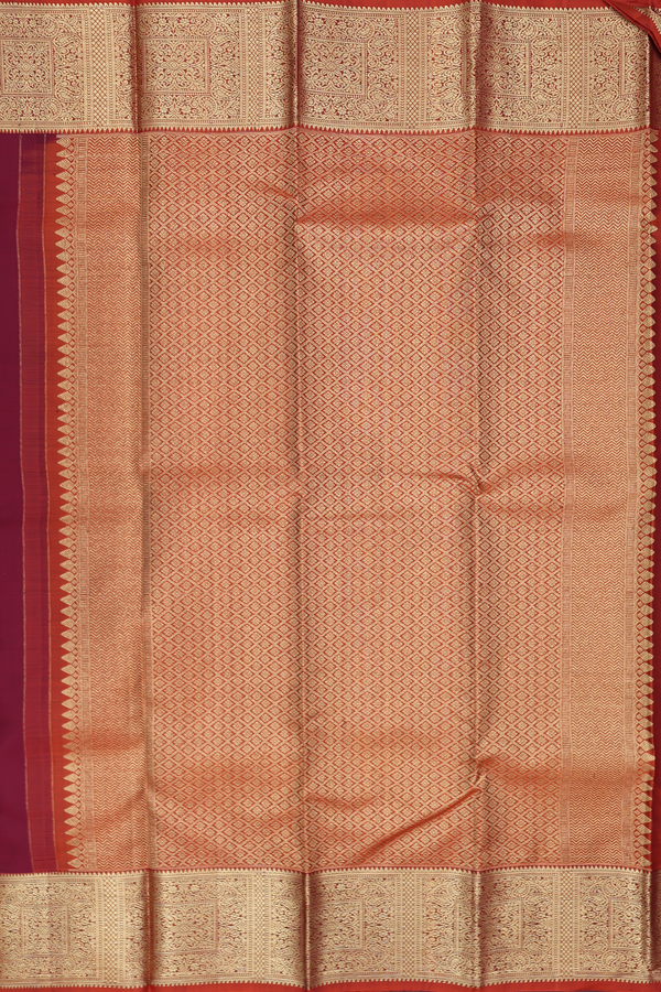 Kanchipuram Silk Saree In Red With Iruthalai Pakshi Buttas