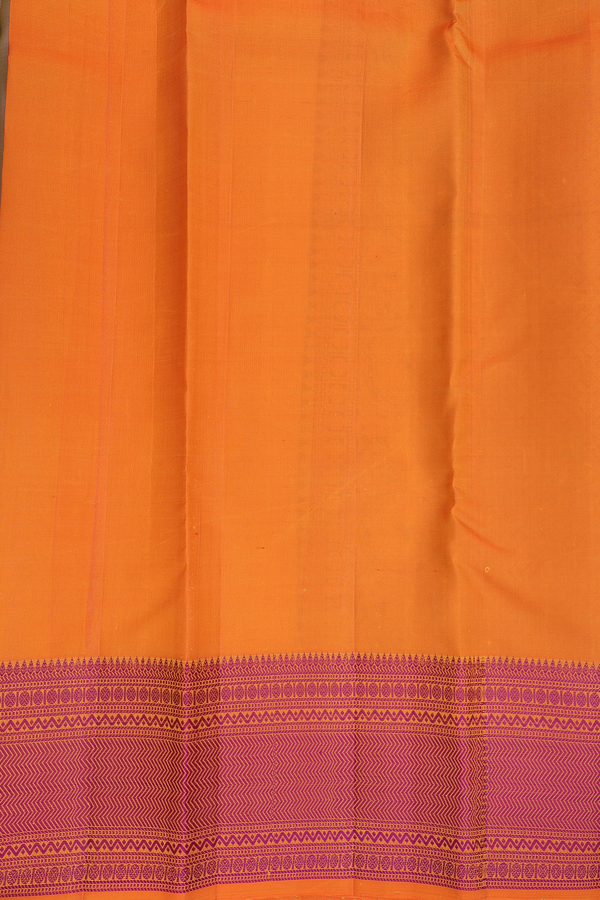 Kanchipuram Silk Saree In Light Brown With Peacock Buttas
