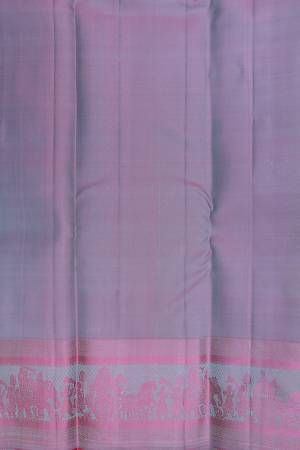 Kanchipuram Silk Saree In Tiffany Blue With Peacock Buttas