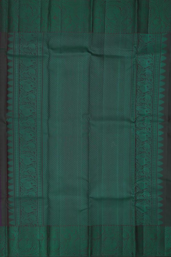 Kanchipuram Silk Saree In Purple With Peacock Buttas