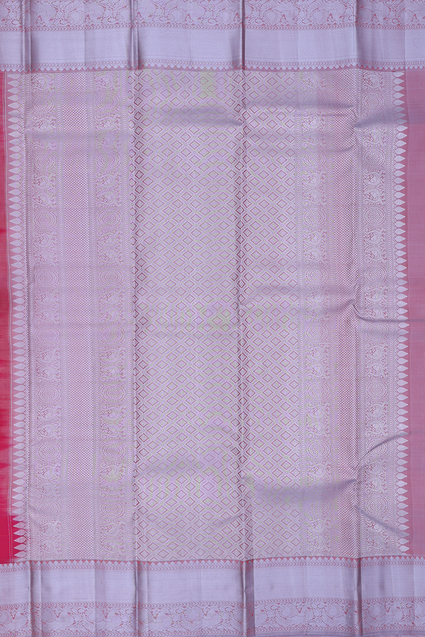 Kanchipuram Silk Saree In Dark Pink With Peacock Buttas