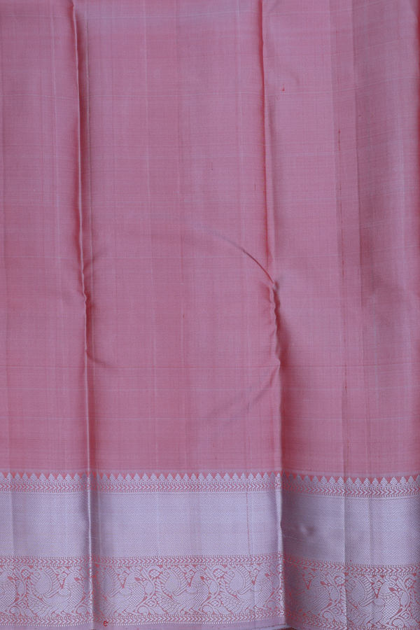 Kanchipuram Silk Saree In Dark Pink With Peacock Buttas