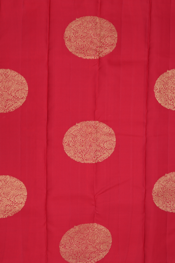 Kanchipuram Silk Saree In Scarlet Red With Mandala Design