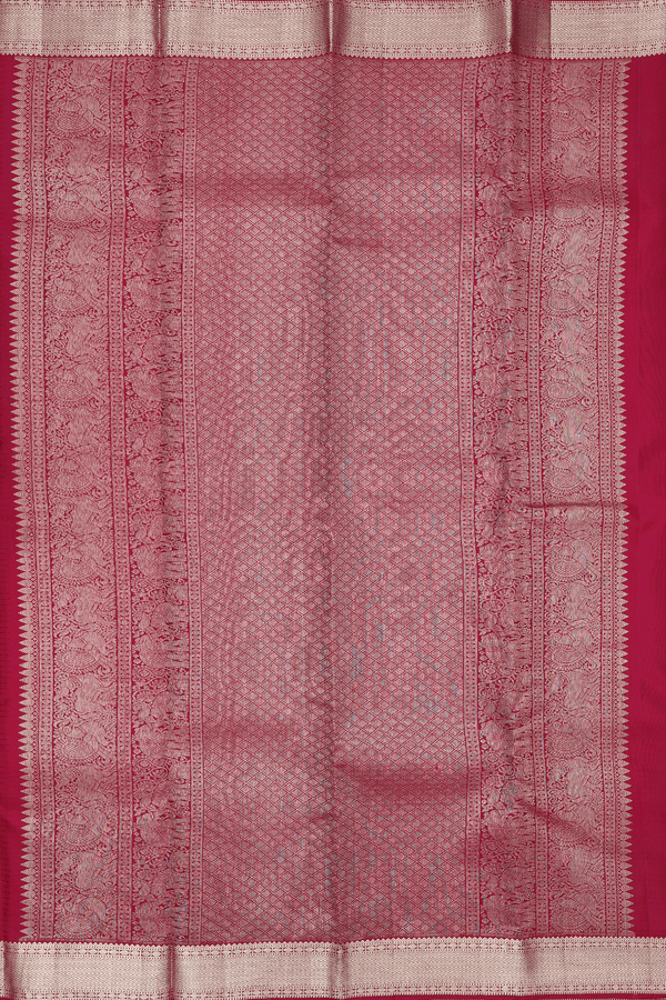 Kanchipuram Silk Saree In Burgundy Red With Checks Design