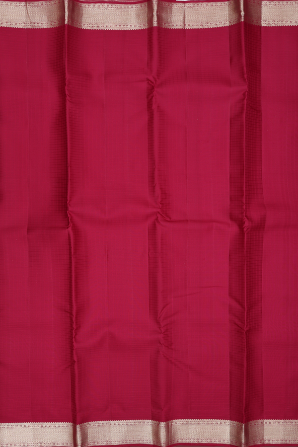 Kanchipuram Silk Saree In Burgundy Red With Checks Design