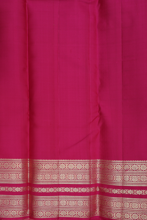Kanchipuram Silk Saree Bright Orange With Stripes Design