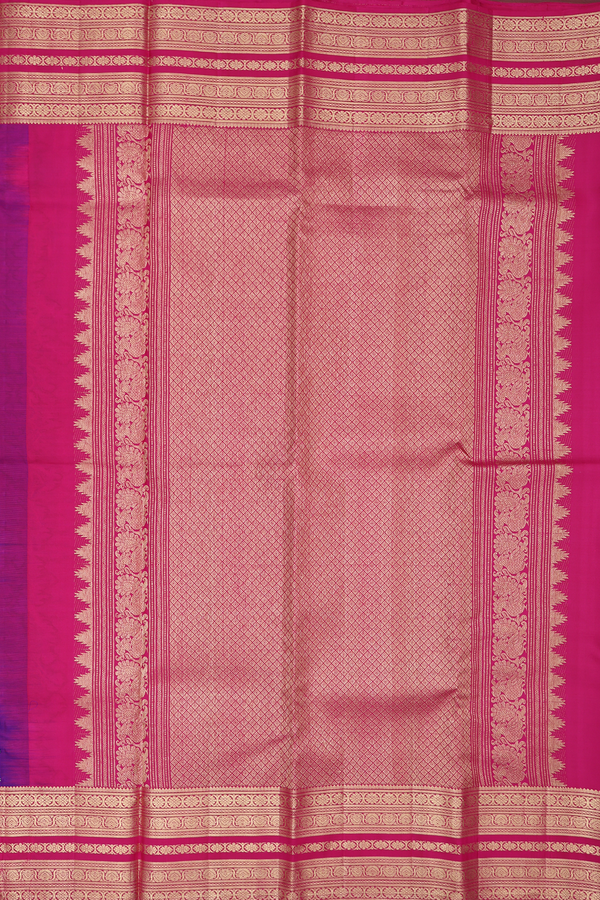 Kanchipuram Silk Saree In Purple With Stripes Design