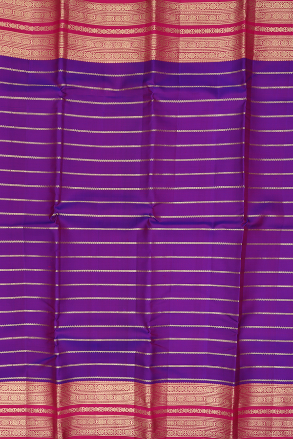 Kanchipuram Silk Saree In Purple With Stripes Design