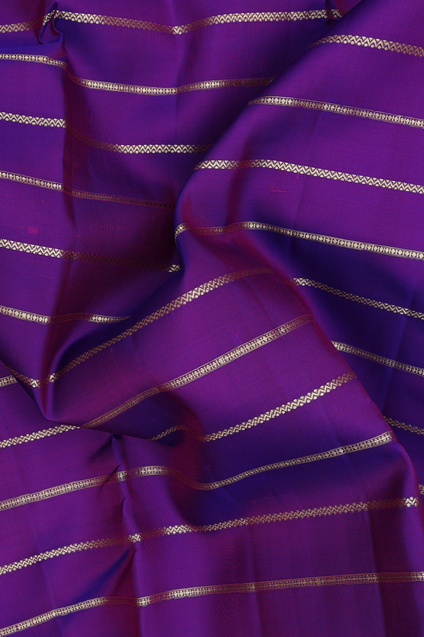 Kanchipuram Silk Saree In Purple With Stripes Design