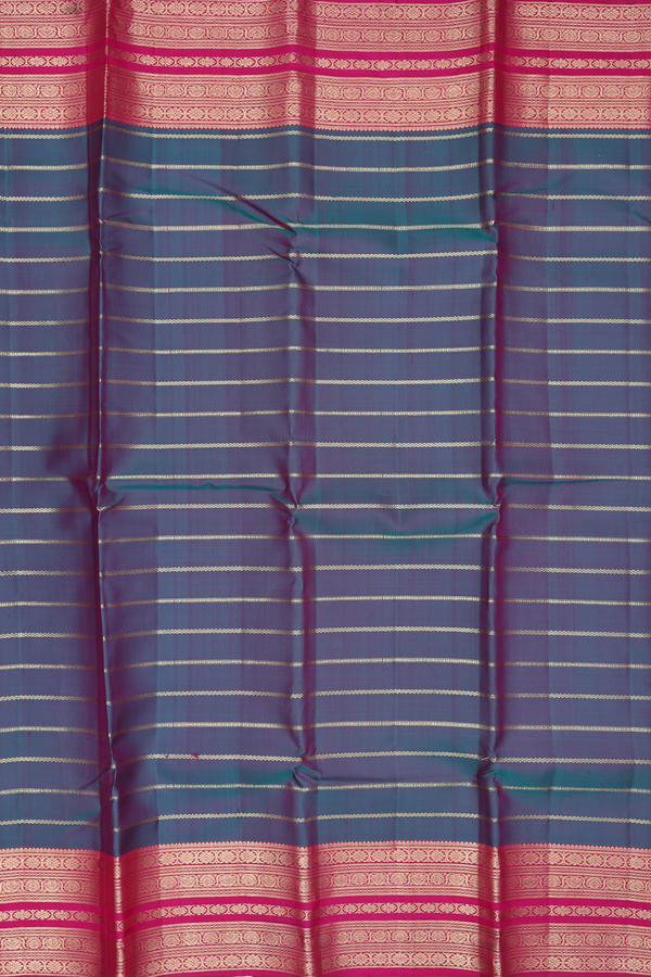 Kanchipuram Silk Saree In Dual Tone With Stripes Design