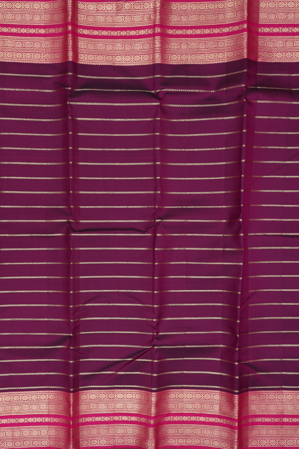 Kanchipuram Silk Saree In Plum Purple With Stripes Design