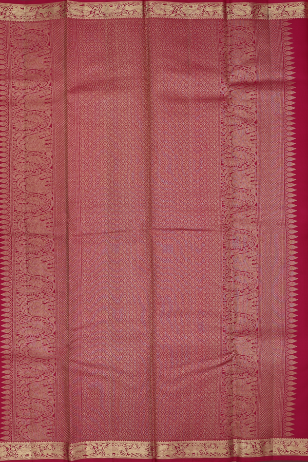 Kanchipuram Silk Saree In Red With Stripes Design