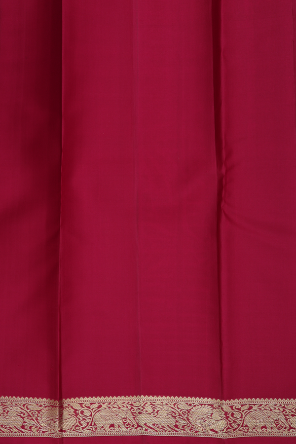 Kanchipuram Silk Saree In Red With Stripes Design