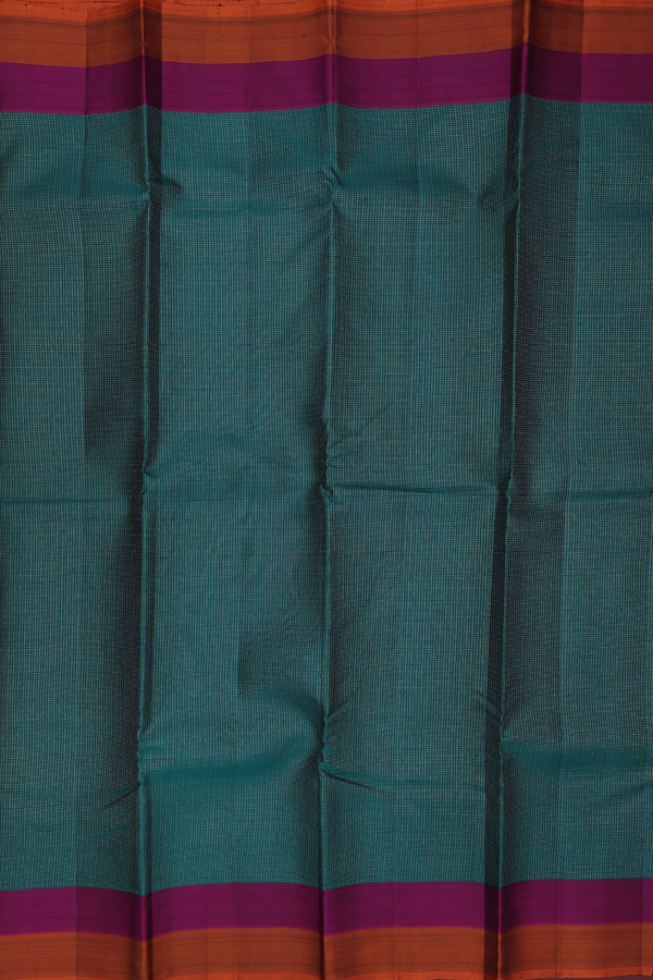 Kanchipuram Silk Saree In Green With Stripes Design