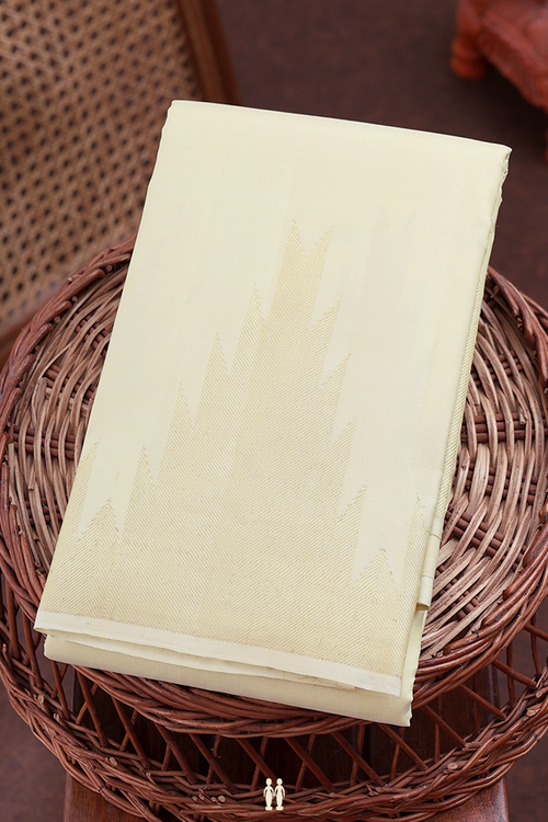 Kanchipuram Silk Saree In Cream With Temple Border
