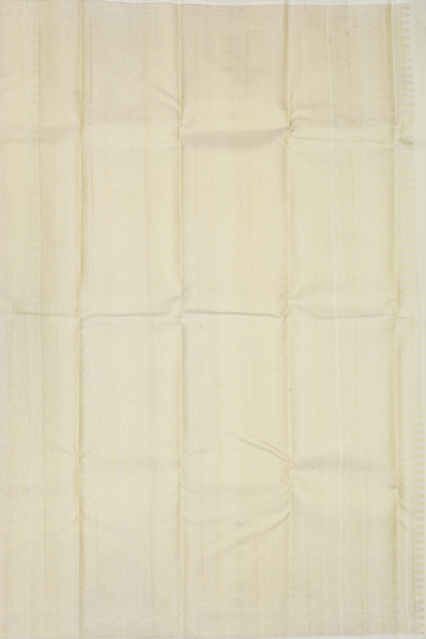 Kanchipuram Silk Saree In Cream With Temple Border