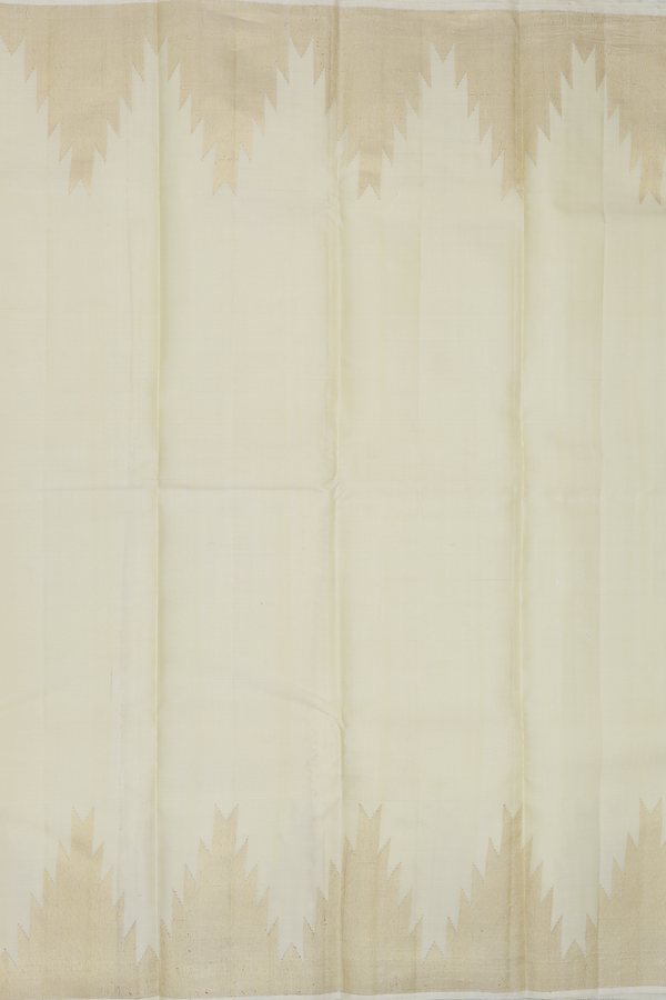 Kanchipuram Silk Saree In Cream With Temple Border