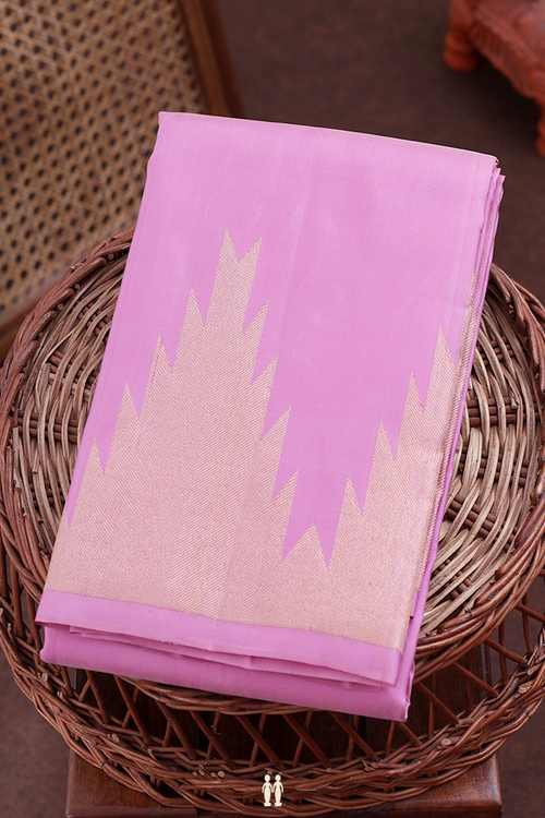 Kanchipuram Silk Saree In Pink With Temple Border