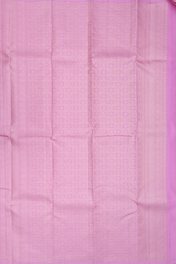 Kanchipuram Silk Saree In Pink With Temple Border