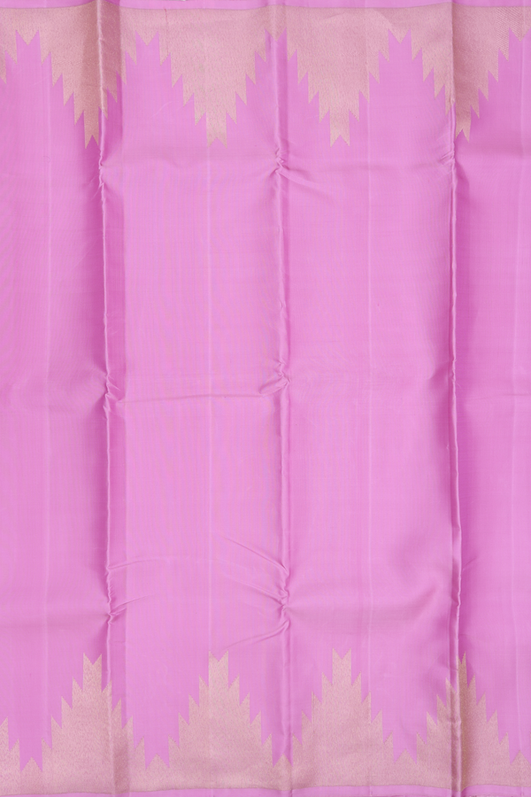 Kanchipuram Silk Saree In Pink With Temple Border