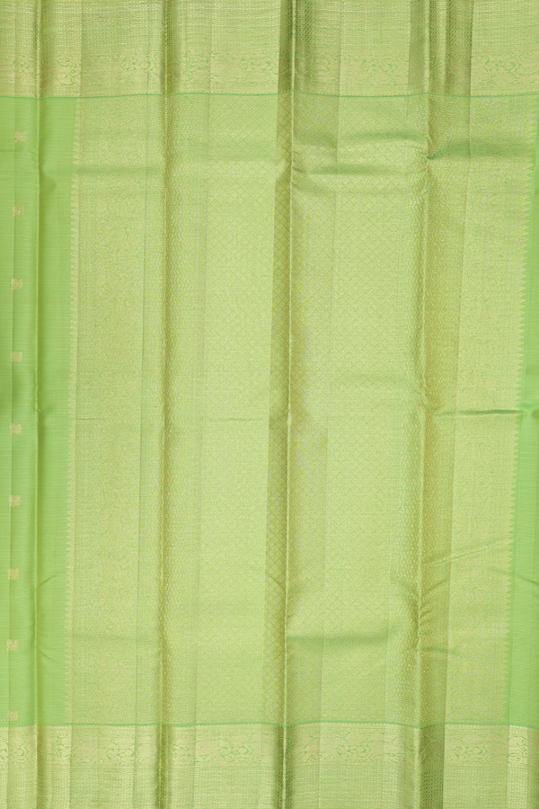 Kanchipuram Silk Saree In Green Along Stripes With Buttas