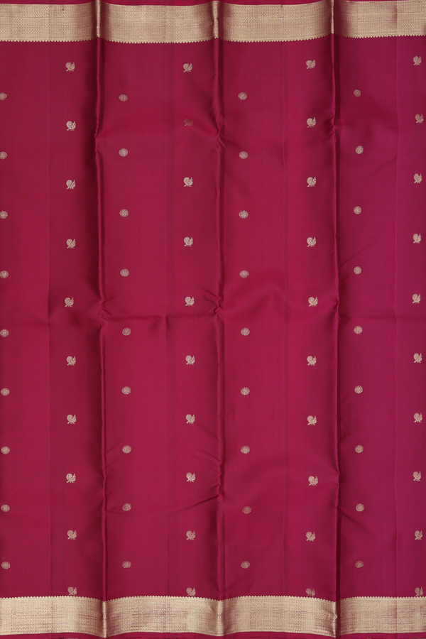 Kanchipuram Silk Saree In Maroon With Peacock Buttas