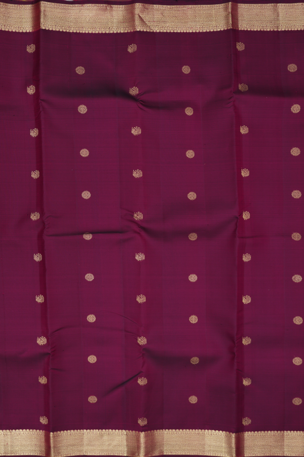 Kanchipuram Silk Saree In Burgundy Chakram Buttas