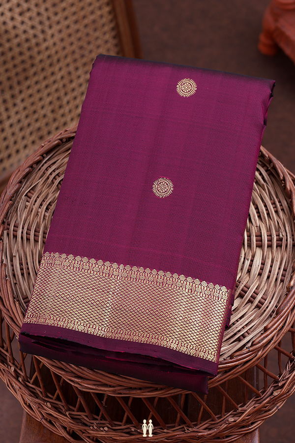 Kanchipuram Silk Saree In Plum Purple With Chakram Buttas