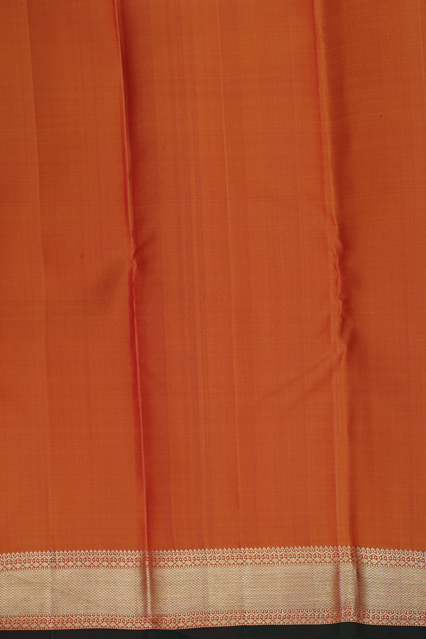 Kanchipuram Silk Saree In Orange With Jacquard Pattern